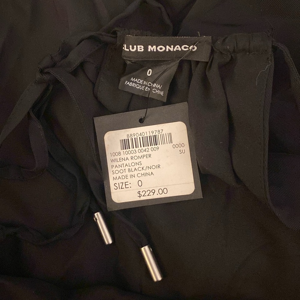 Club Monaco Black Halter Split Back Romper Jumper Playsuit w/ Pockets - Picture 5 of 7